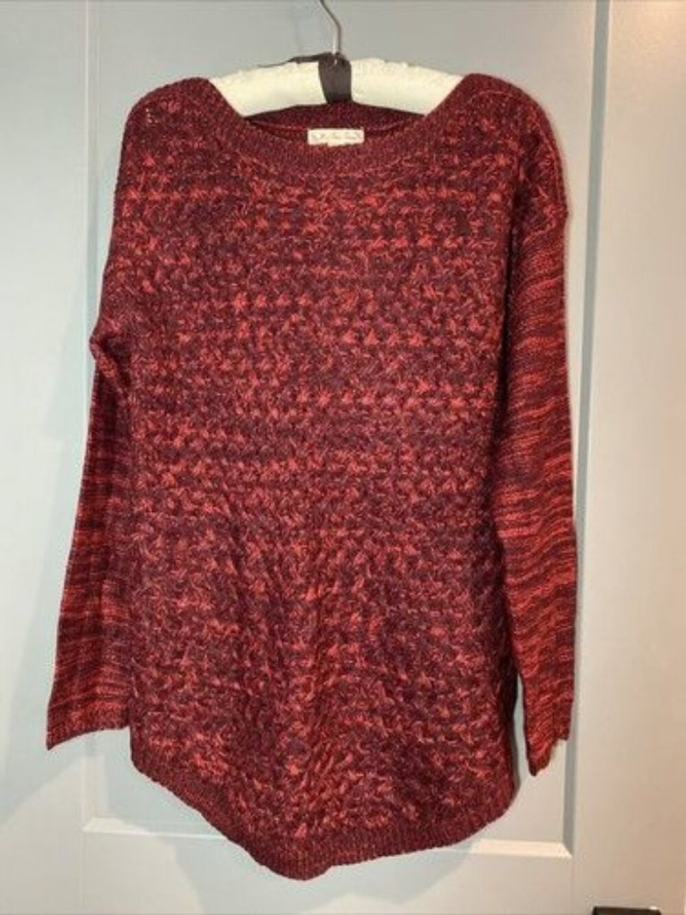 It's Our Time Women Size Large Maroon Knit Long Sleeve Pullover Sweater